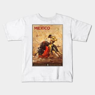 Matador and Bull - Vintage Mexico Travel Poster Design Kids T-Shirt